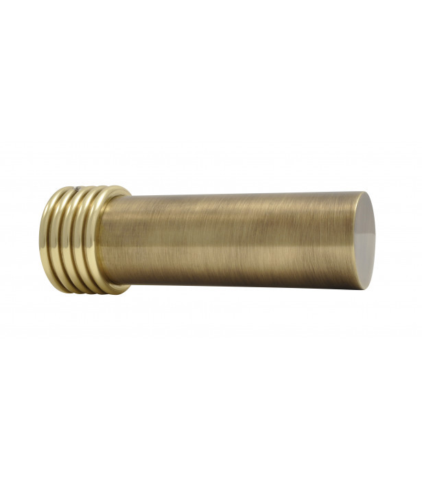 226-Embout Cylindre bi-color avec bague laiton verni et vieilli pour tringle Ø 35mm