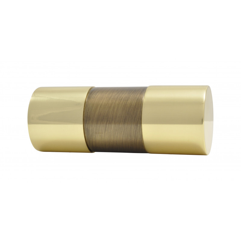 227-Embout Cylindre bicolor laiton vieilli/verni pour tringle Ø 28mm