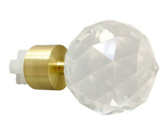290-Embout cristal décor laiton mat pour tringle Ø 20mm 