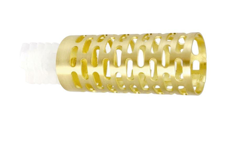 290-Embout cylindre perforé décor laiton mat pour tringle Ø 20mm 