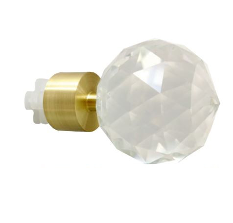 295- Embout cristal décor laiton mat pour tringle Ø 28mm