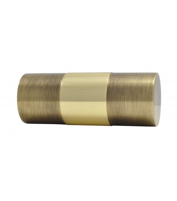 222-Embout Cylindre bi-color laiton verni/vieilli pour tringle Ø 28mm