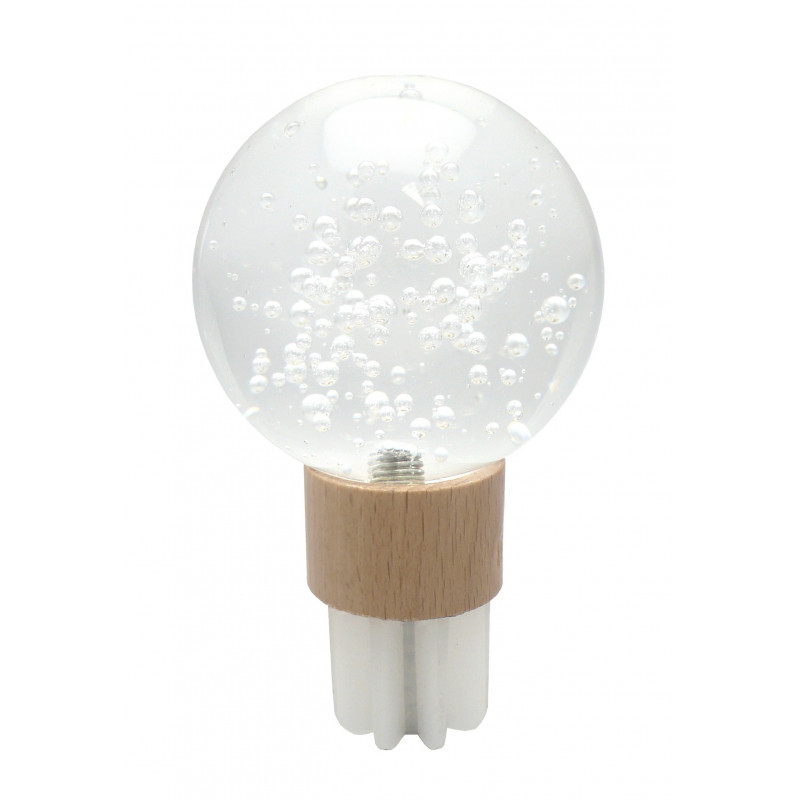 299-Embout Boule bulle transparent/naturel verni pour tringle Ø 28mm