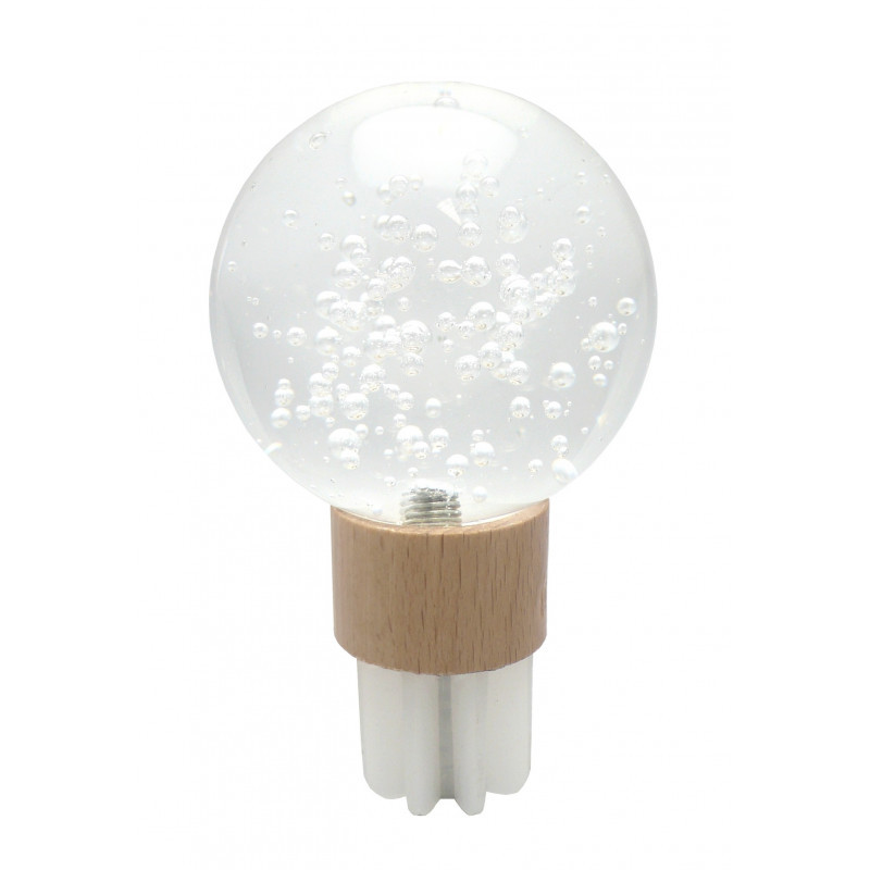 299 - Embout boule bulle transparent/naturel verni