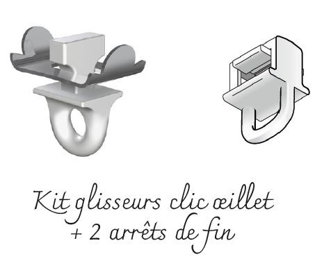 305 - Kit glisseurs + 2 arrêts de fin blanc