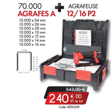 Kit Agrafeuse ALSAFIX 12/16 P2 + 70 000 agrafes A (ou 80)