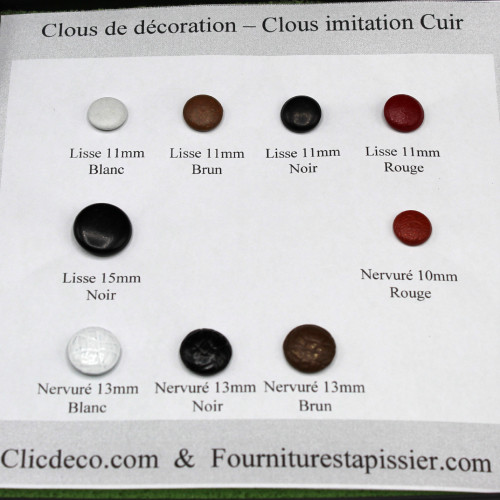 Carte échantillon clous imitaiton cuir 11mm 