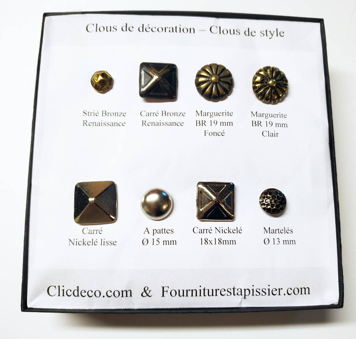 Carte échantillon clous de style
