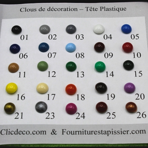 Clous de couleur - tête plastique - par 100 pièces