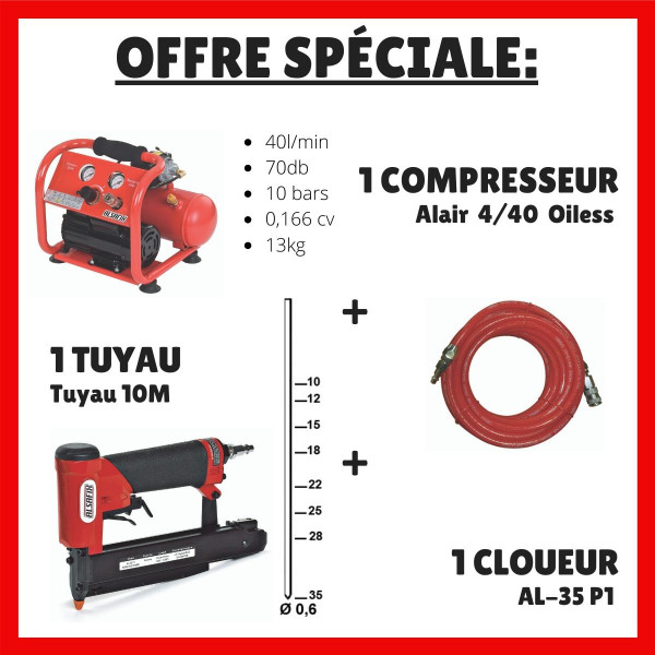 Offre spéciale - Compresseur + tuyau + cloueur AL-35 P1