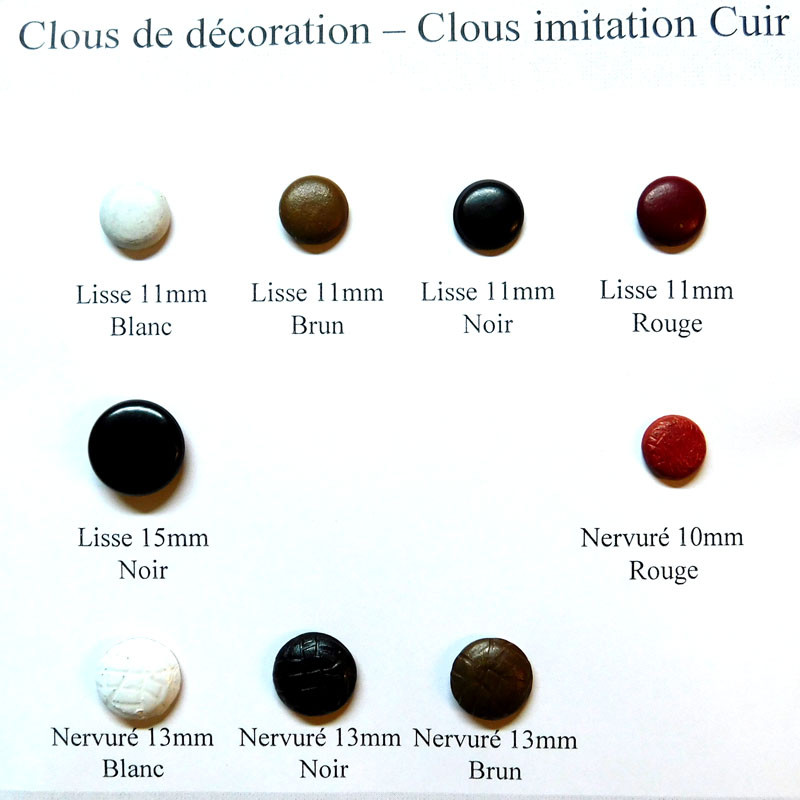 Carte échantillon clous imitation cuir 11mm - Fiche technique