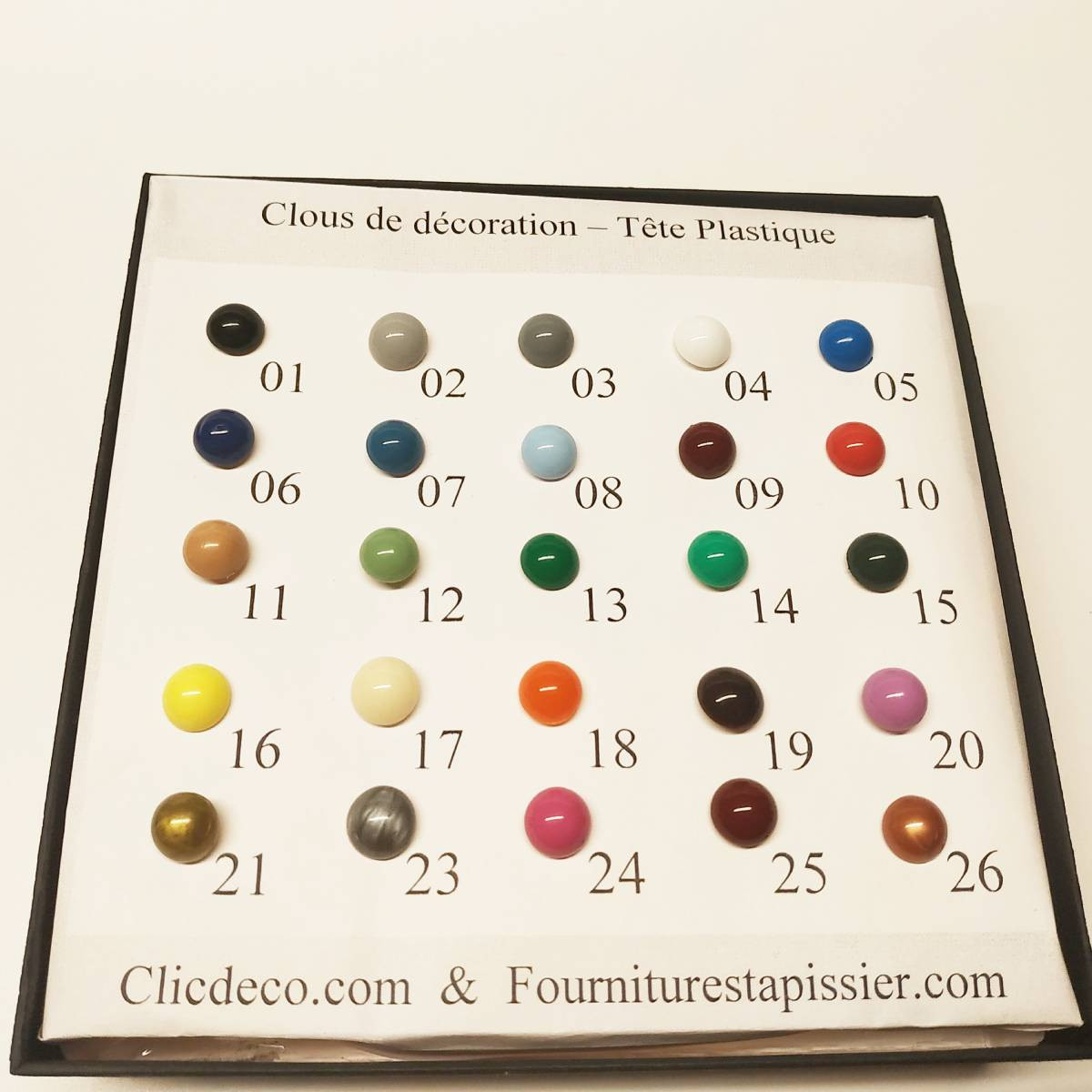Clous de couleur - tête plastique - par 100 pièces - Fiche technique